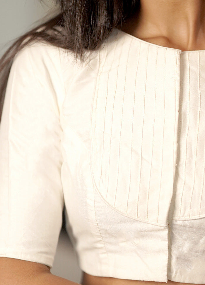 White Cotton Silk Designer Blouse