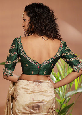 Bottle Green Silk Designer Blouse