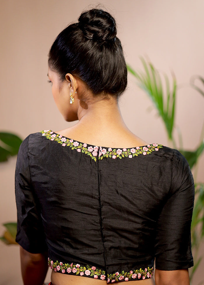 Black Cotton Silk Designer Blouse