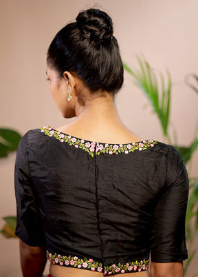 Black Cotton Silk Designer Blouse
