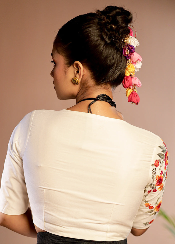 Cream Dola Silk Designer Blouse
