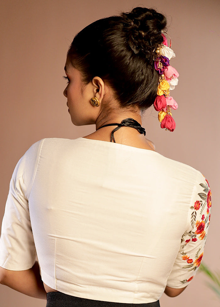 Cream Dola Silk Designer Blouse