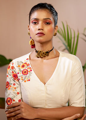 Cream Dola Silk Designer Blouse