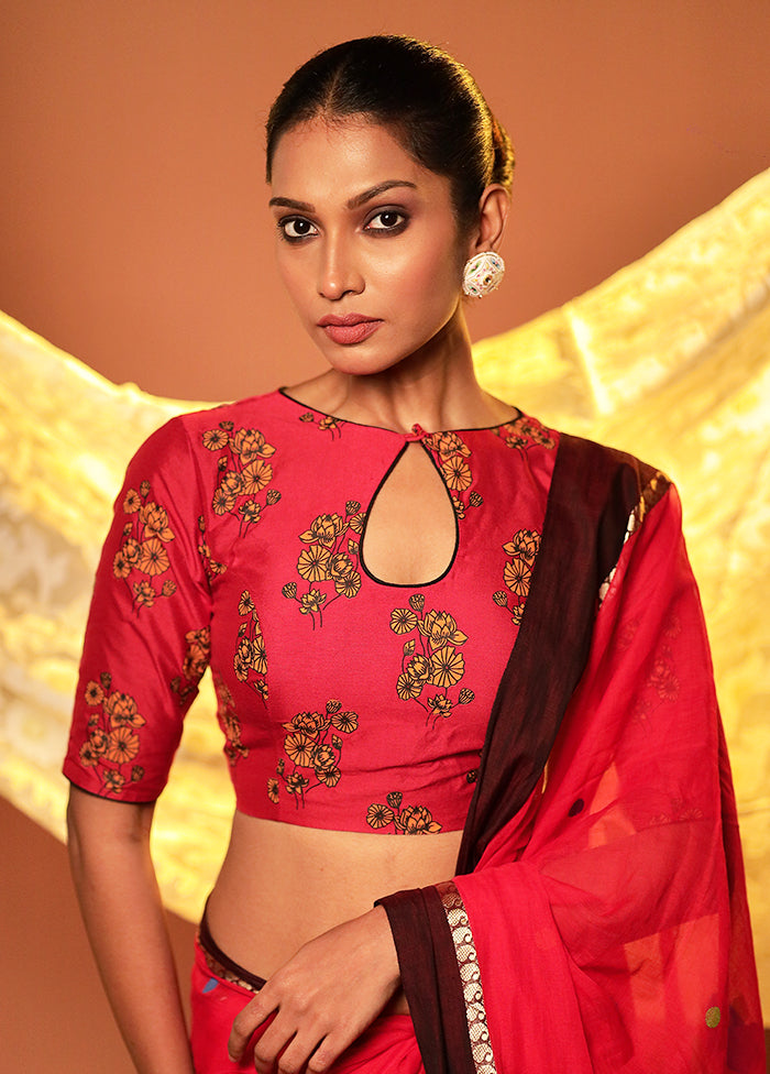 Red Designer Designer Blouse Piece