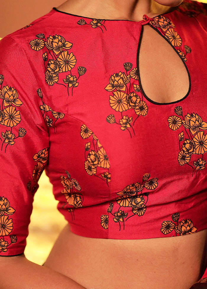 Red Designer Designer Blouse Piece