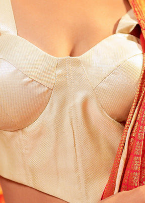 Cream Sweetheart Neck Designer Blouse