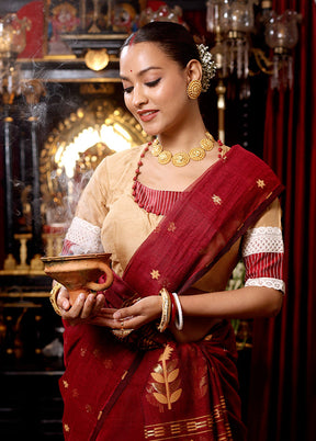 Beige Kantha Stitch Designer Blouse