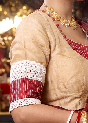 Beige Kantha Stitch Designer Blouse