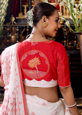 Red High Neck Designer Blouse