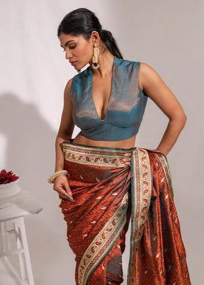 Teal Green  V Neck Designer Blouse