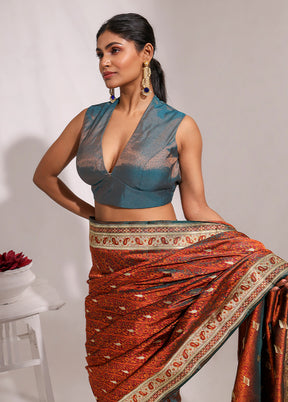 Teal Green  V Neck Designer Blouse