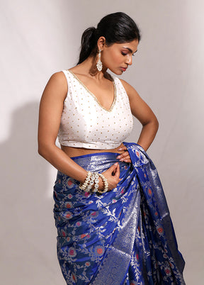 White  V Neck Designer Blouse