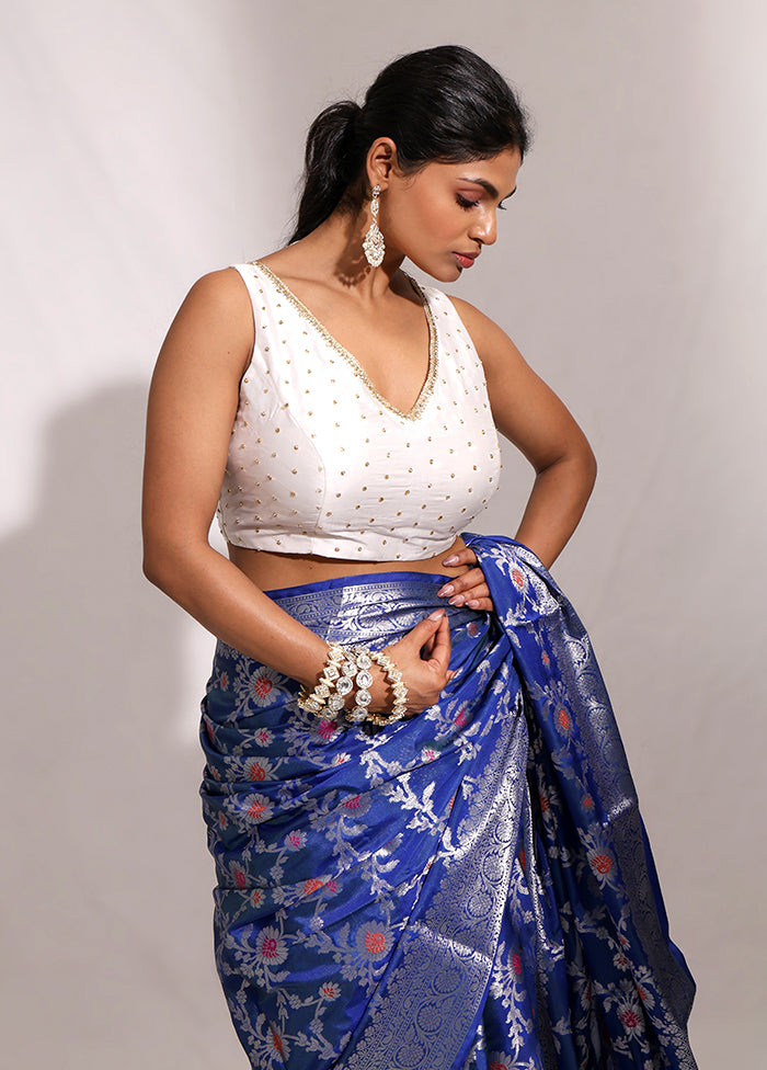 White  V Neck Designer Blouse