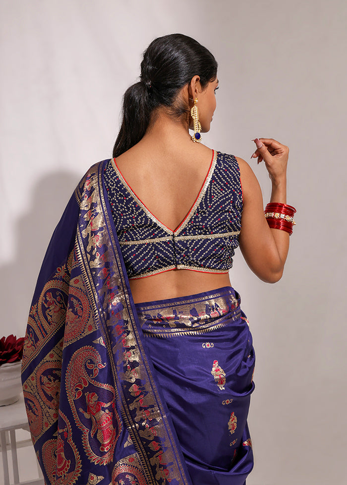 Navy Blue  V Neck Designer Blouse