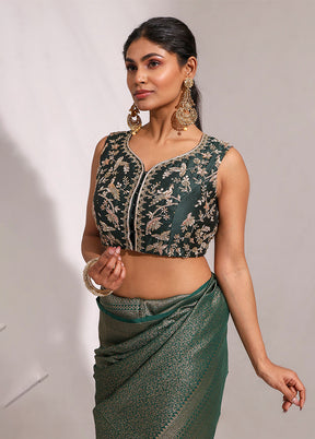 Bottle Green  Sweetheart Neck Designer Blouse