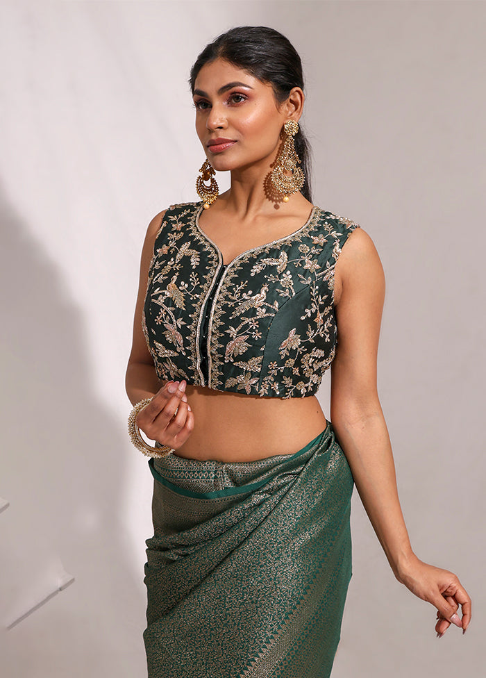 Bottle Green  Sweetheart Neck Designer Blouse