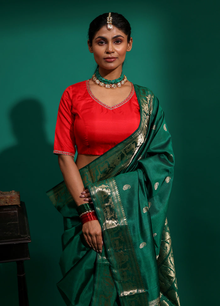 Red V Neck Designer Blouse