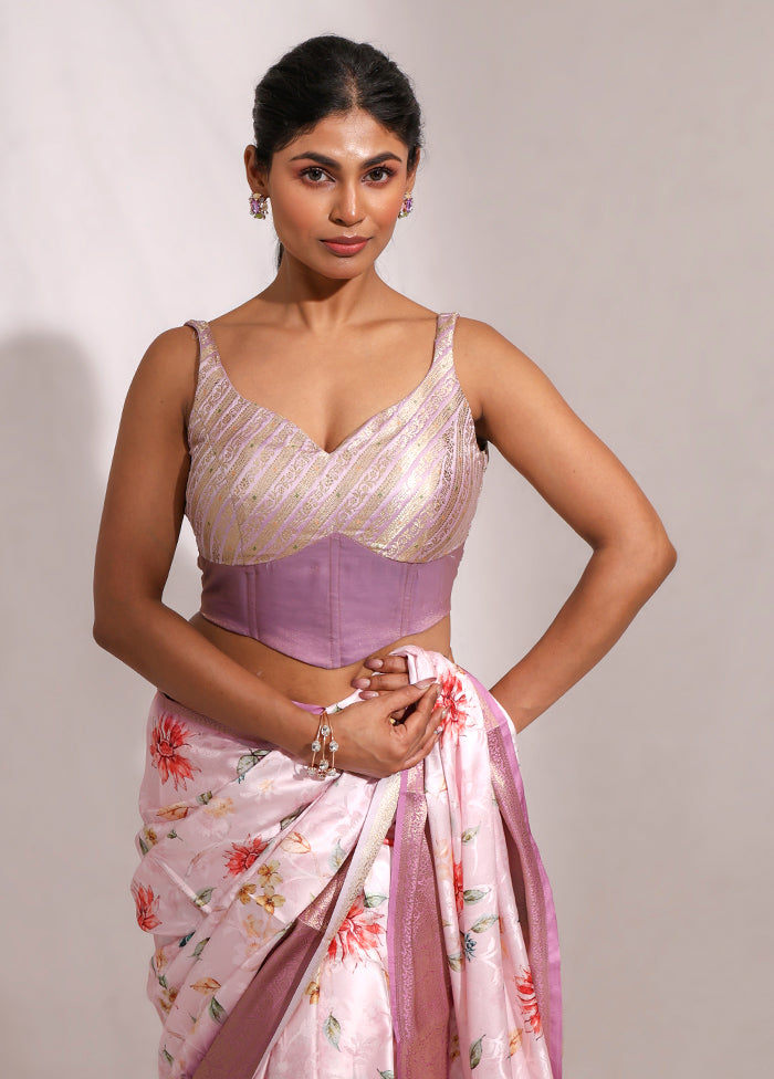 Lavender  Sweetheart Neck Designer Blouse