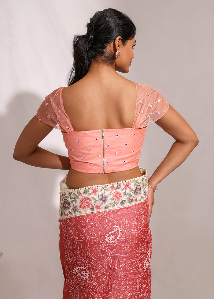 Peach  Square Neck Designer Blouse