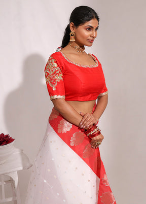 Red Round Neck Designer Blouse