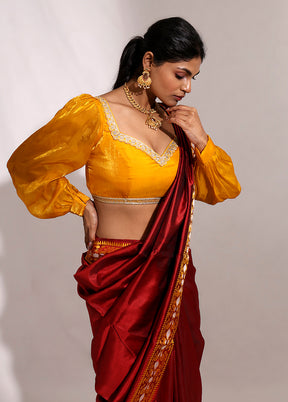 Yellow  Pentagon Neck Designer Blouse