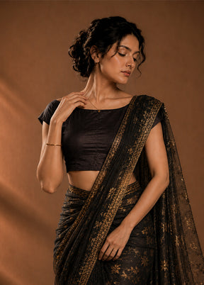 Black Boat Neck Designer Blouse