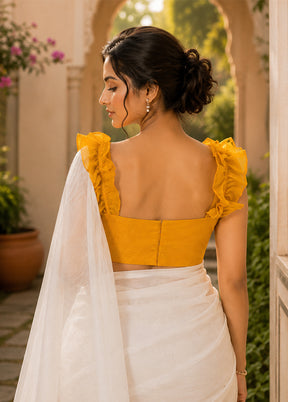 Yellow Square  Neck Designer Blouse