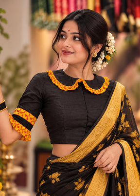 Black  Collar Neck Designer Blouse