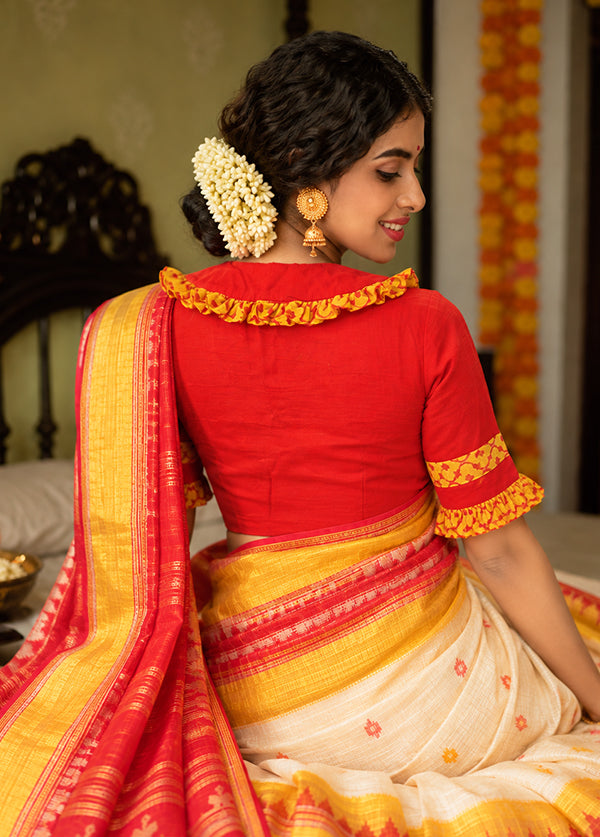 Red Collar Neck Designer Blouse
