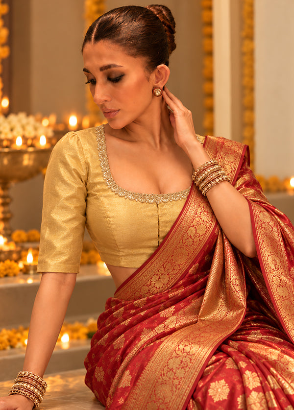 Gold Round Neck Designer Blouse