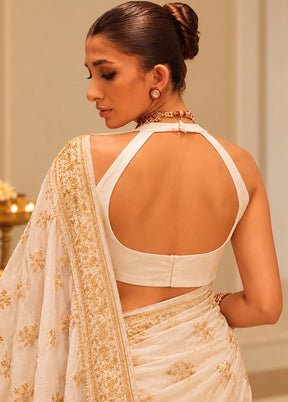 White Halter Neck Designer Blouse